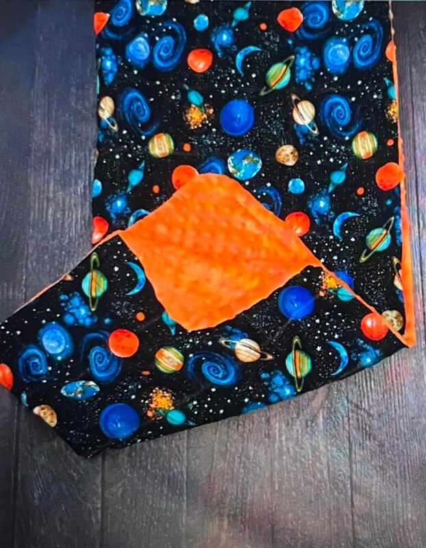 Weighted blanket kids and adults  Full size 55”X72” space planets  anxiety sleep compression